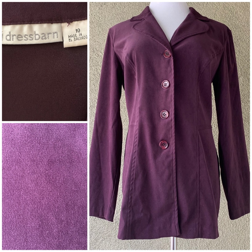 🔥5/$20🔥 “Dress Barn” Purple Fitted Sueded Jacket size 10